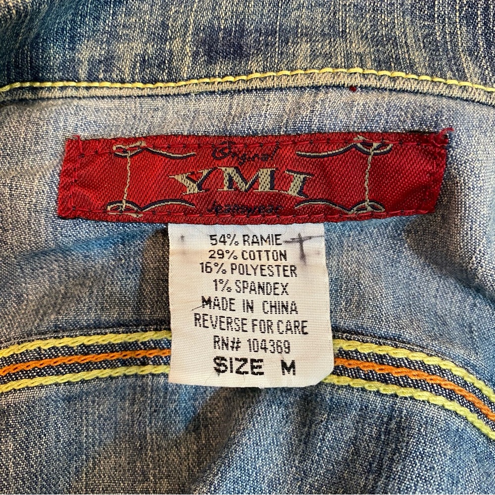 YMI Vintage 90s Y2K Light Blue Denim Moto Jacket - Picture 3 of 6